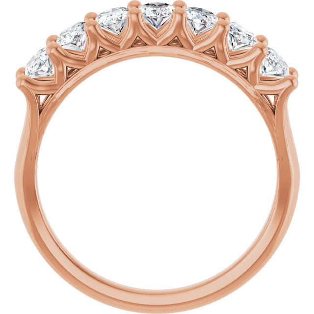 14K Gold Oval Lab-Grown Diamond Share-Prong Seven-Stone Anniversary Band – 5x3 mm Stones - Rose Gold - view 2