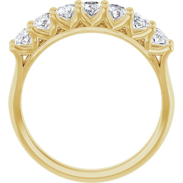 14K Gold Oval Lab-Grown Diamond Share-Prong Seven-Stone Anniversary Band – 5x3 mm Stones - Yellow Gold - view 2