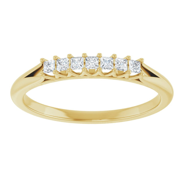14K Gold Square Natural Diamond Share-Prong Seven-Stone Anniversary Band – 1/6–1 1/8 CTW - Yellow Gold - view 3