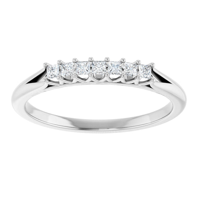 14K Gold Square Natural Diamond Share-Prong Seven-Stone Anniversary Band – 1/6–1 1/8 CTW - White Gold - view 3
