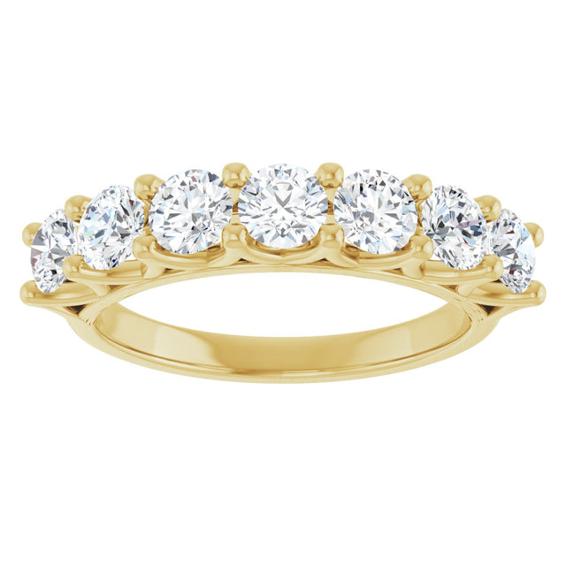 14K Gold Round Lab-Grown Diamond Share-Prong Seven-Stone Anniversary Band – 3/8–1 1/3 CTW - Yellow Gold - view 3