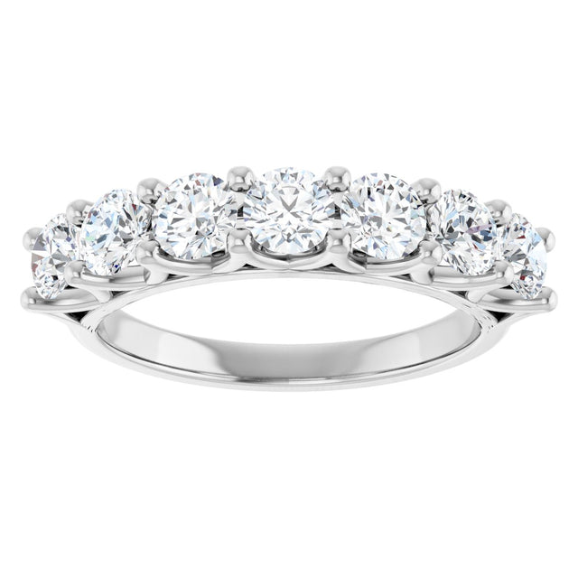 14K Gold Round Lab-Grown Diamond Share-Prong Seven-Stone Anniversary Band – 3/8–1 1/3 CTW - White Gold - view 3