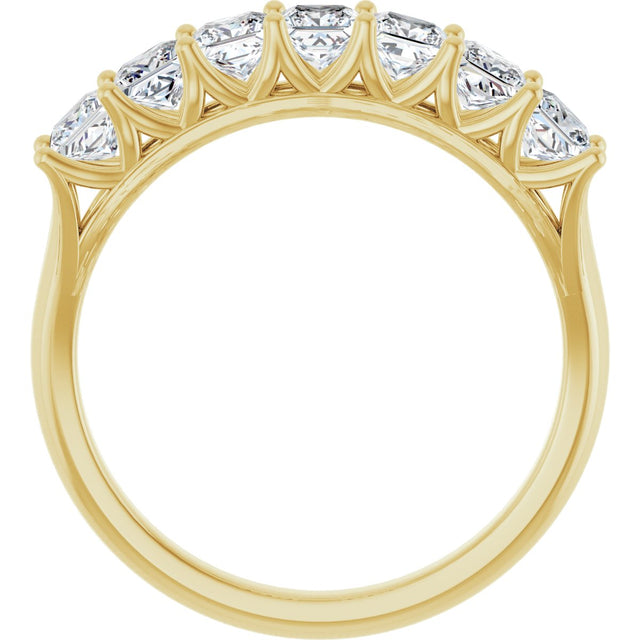 14K Gold Square Natural Diamond Share-Prong Seven-Stone Anniversary Band – 1/6–1 1/8 CTW - Yellow Gold - view 2