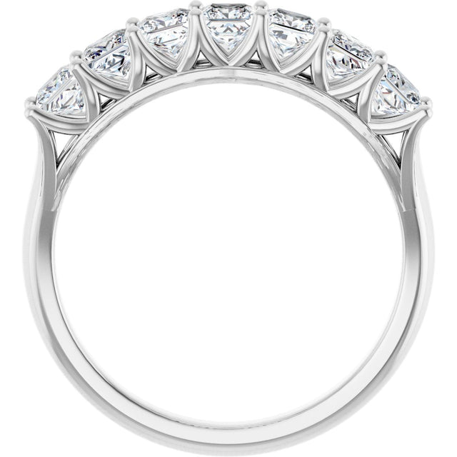 14K Gold Square Natural Diamond Share-Prong Seven-Stone Anniversary Band – 1/6–1 1/8 CTW - White Gold - view 2