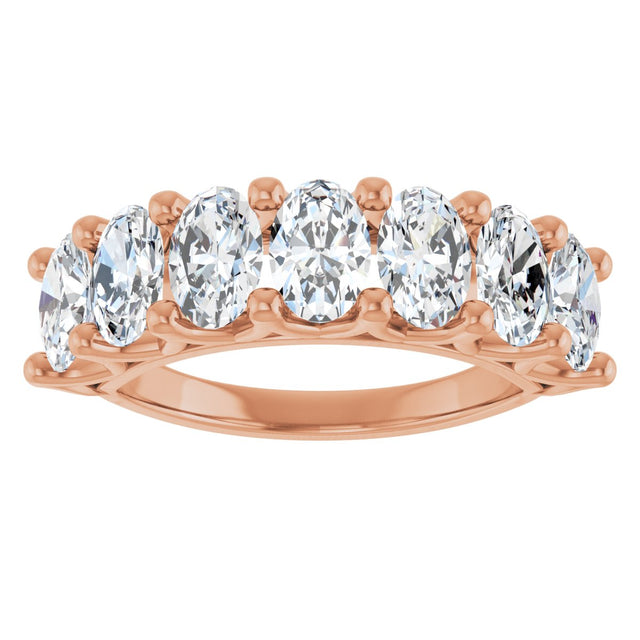 14K Gold Oval Lab-Grown Diamond Share-Prong Seven-Stone Anniversary Band – 6x4 mm Stones - Rose Gold - view 3