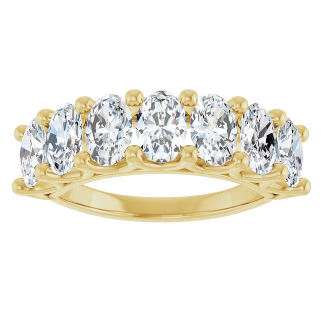 14K Gold Oval Lab-Grown Diamond Share-Prong Seven-Stone Anniversary Band – 6x4 mm Stones - Yellow Gold - view 3