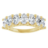14K Gold Oval Natural Diamond Share-Prong Seven-Stone Anniversary Band – 2 1/2 CTW - Yellow Gold - view 3