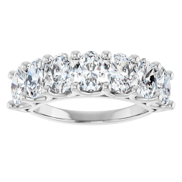 Platinum Oval Natural Diamond Share-Prong Seven-Stone Anniversary Band – 1 3/4–2 1/2 CTW - view 3