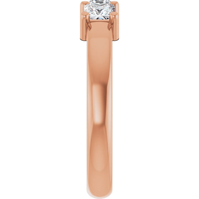 10K Gold Square Lab-Grown Diamond Three-Stone Anniversary Band – 1/5–7/8 CTW - Rose Gold - view 4