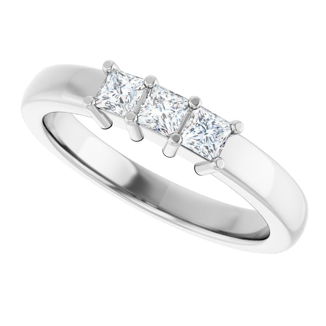 10K Gold Square Natural Diamond Three-Stone Anniversary Band – 1/5–3/4 CTW - White Gold - view 5