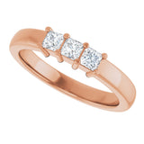 10K Gold Square Lab-Grown Diamond Three-Stone Anniversary Band – 1/5–7/8 CTW - Rose Gold - view 5
