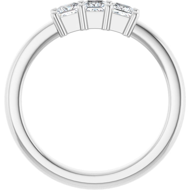 10K Gold Square Natural Diamond Three-Stone Anniversary Band – 1/5–3/4 CTW - White Gold - view 2