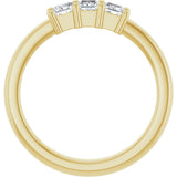 14K Gold Square Natural Diamond Three-Stone Anniversary Band – 1/5–3/4 CTW - Yellow Gold - view 2