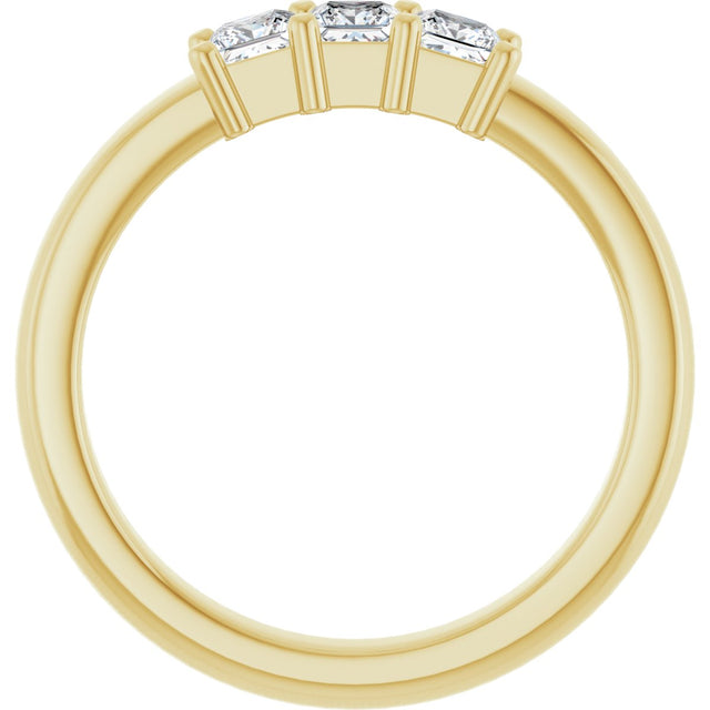 14K Gold Square Natural Diamond Three-Stone Anniversary Band – 1/5–3/4 CTW - Yellow Gold - view 2