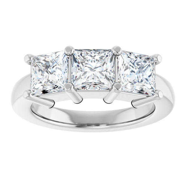 10K Gold Square Lab-Grown Diamond Three-Stone Anniversary Band – 1 1/6–4 1/5 CTW - White Gold - view 3