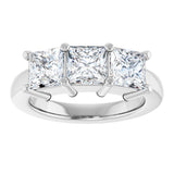 10K Gold Square Natural Diamond Three-Stone Anniversary Band – 9/10–3 1/8 CTW - White Gold - view 3