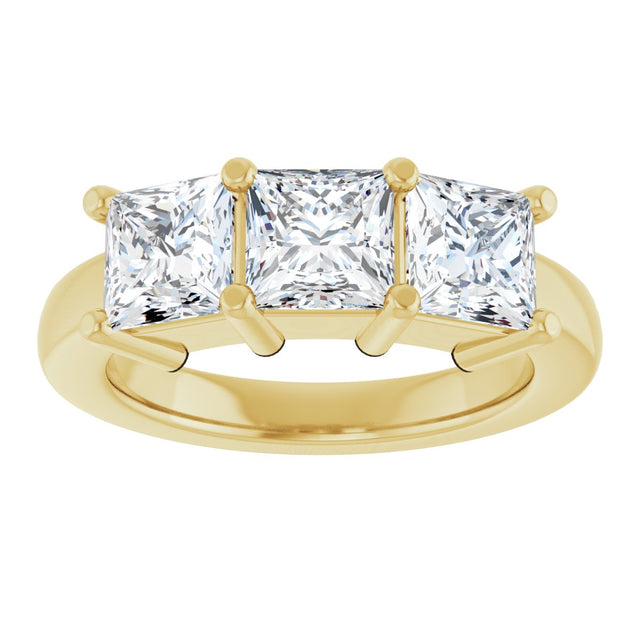 10K Gold Square Natural Diamond Three-Stone Anniversary Band – 9/10–3 1/8 CTW - Yellow Gold - view 3