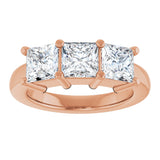 10K Gold Square Lab-Grown Diamond Three-Stone Anniversary Band – 1 1/6–4 1/5 CTW - Rose Gold - view 3