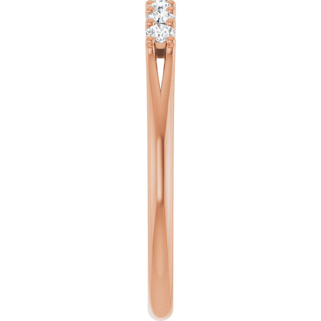 14K Gold Round Natural Diamond Share-Prong Seven-Stone Anniversary Band – 1/10–5/8 CTW - Rose Gold - view 4