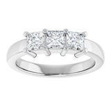 10K Gold Square Lab-Grown Diamond Three-Stone Anniversary Band – 1 1/6–4 1/5 CTW - White Gold - view 3