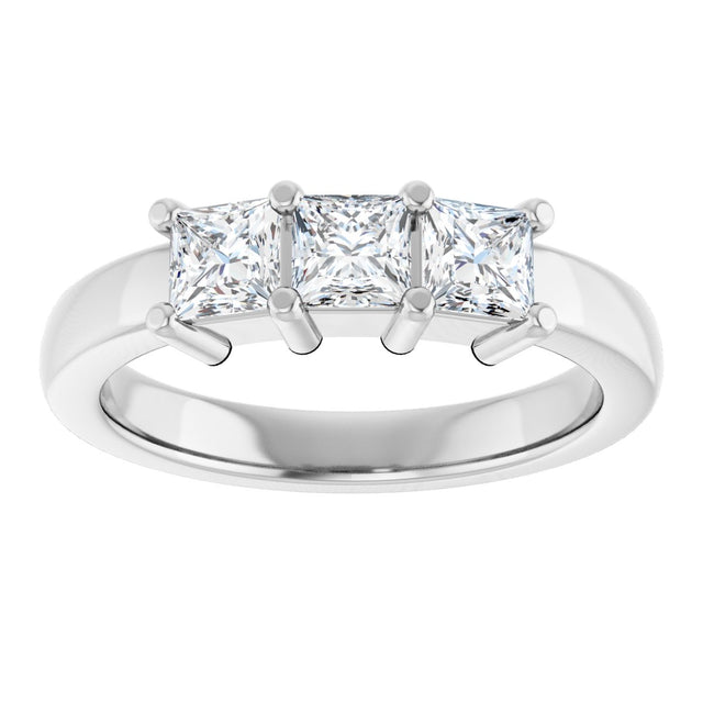 10K Gold Square Lab-Grown Diamond Three-Stone Anniversary Band – 1 1/6–4 1/5 CTW - White Gold - view 3