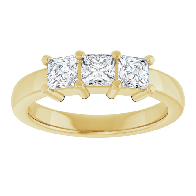 10K Gold Square Lab-Grown Diamond Three-Stone Anniversary Band – 1 1/6–4 1/5 CTW - Yellow Gold - view 3