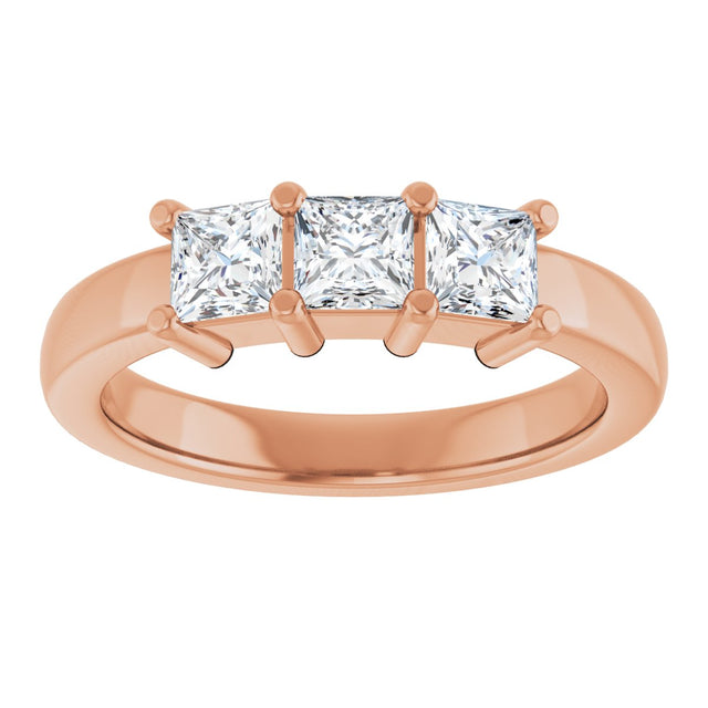 10K Gold Square Lab-Grown Diamond Three-Stone Anniversary Band – 1 1/6–4 1/5 CTW - Rose Gold - view 3