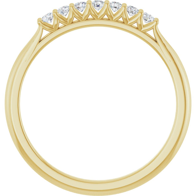 14K Gold Round Natural Diamond Share-Prong Seven-Stone Anniversary Band – 1/10–5/8 CTW - Yellow Gold - view 2