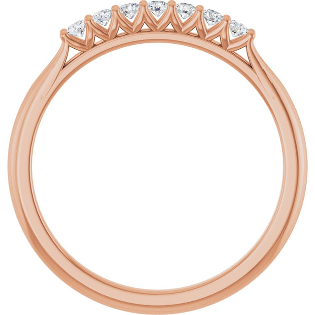 14K Gold Round Natural Diamond Share-Prong Seven-Stone Anniversary Band – 1/10–5/8 CTW - Rose Gold - view 2