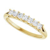 14K Gold Square Natural Diamond Share-Prong Seven-Stone Anniversary Band – 1/6–1 1/8 CTW - Yellow Gold - view 5
