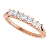 14K Gold Square Natural Diamond Share-Prong Seven-Stone Anniversary Band – 1/6–1 1/8 CTW - Rose Gold - view 5