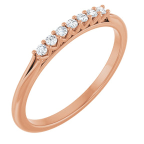14K Gold Round Natural Diamond Share-Prong Seven-Stone Anniversary Band – 1/10–5/8 CTW - Rose Gold