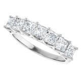 14K Gold Square Natural Diamond Share-Prong Seven-Stone Anniversary Band – 1 3/8–1 3/4 CTW - White Gold - view 5