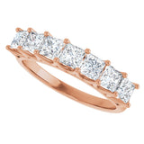 14K Gold Square Natural Diamond Share-Prong Seven-Stone Anniversary Band – 1 3/8–1 3/4 CTW - Rose Gold - view 5