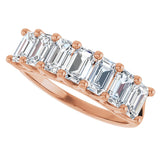 14K Gold Emerald Lab-Grown Diamond Share-Prong Seven-Stone Anniversary Band – 2 1/6–4 1/5 CTW - Rose Gold - view 5