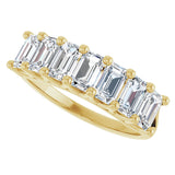 14K Gold Emerald Lab-Grown Diamond Share-Prong Seven-Stone Anniversary Band – 2 1/6–4 1/5 CTW - Yellow Gold - view 5