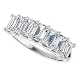 Platinum Emerald Lab-Grown Diamond Share-Prong Seven-Stone Anniversary Band – 2 1/6–4 1/5 CTW - view 5