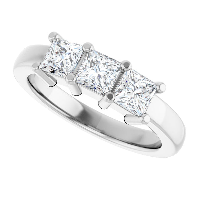 10K Gold Square Lab-Grown Diamond Three-Stone Anniversary Band – 1 1/6–4 1/5 CTW - White Gold - view 5