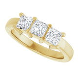 10K Gold Square Natural Diamond Three-Stone Anniversary Band – 9/10–3 1/8 CTW - Yellow Gold - view 5