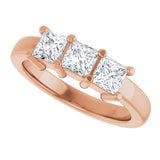 10K Gold Square Lab-Grown Diamond Three-Stone Anniversary Band – 1 1/6–4 1/5 CTW - Rose Gold - view 5
