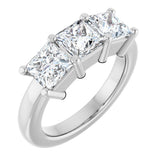 10K Gold Square Natural Diamond Three-Stone Anniversary Band – 9/10–3 1/8 CTW - White Gold