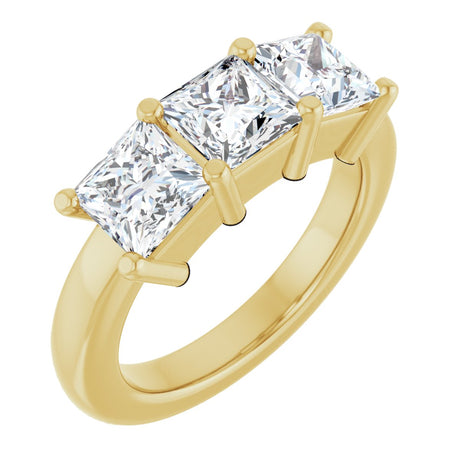 10K Gold Square Natural Diamond Three-Stone Anniversary Band – 9/10–3 1/8 CTW - Yellow Gold
