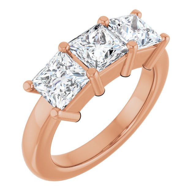 10K Gold Square Natural Diamond Three-Stone Anniversary Band – 9/10–3 1/8 CTW - Rose Gold
