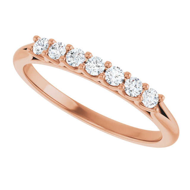 14K Gold Round Natural Diamond Share-Prong Seven-Stone Anniversary Band – 1/10–5/8 CTW - Rose Gold - view 5