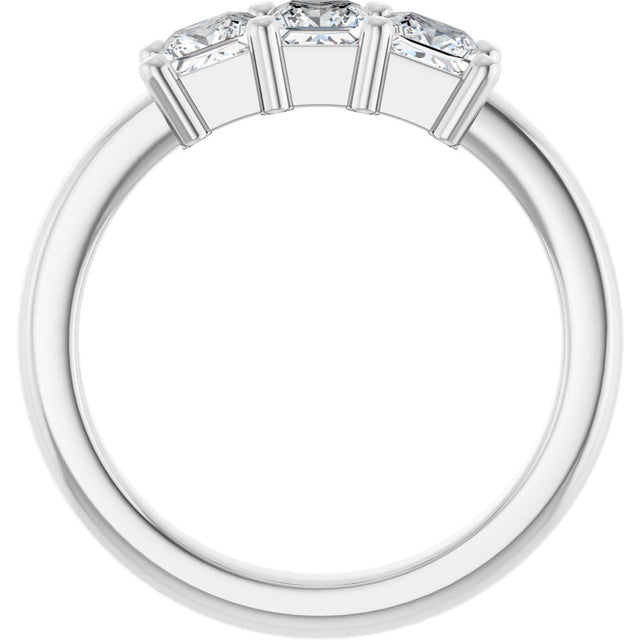 10K Gold Square Lab-Grown Diamond Three-Stone Anniversary Band – 1 1/6–4 1/5 CTW - White Gold - view 2