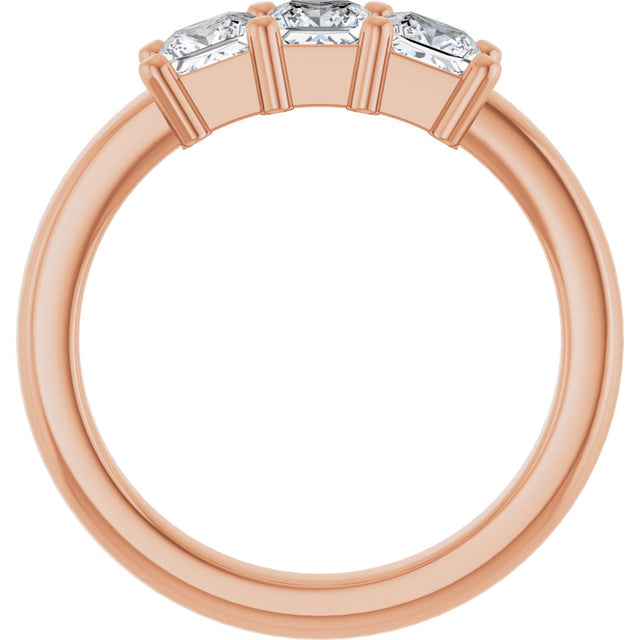 10K Gold Square Natural Diamond Three-Stone Anniversary Band – 9/10–3 1/8 CTW - Rose Gold - view 2