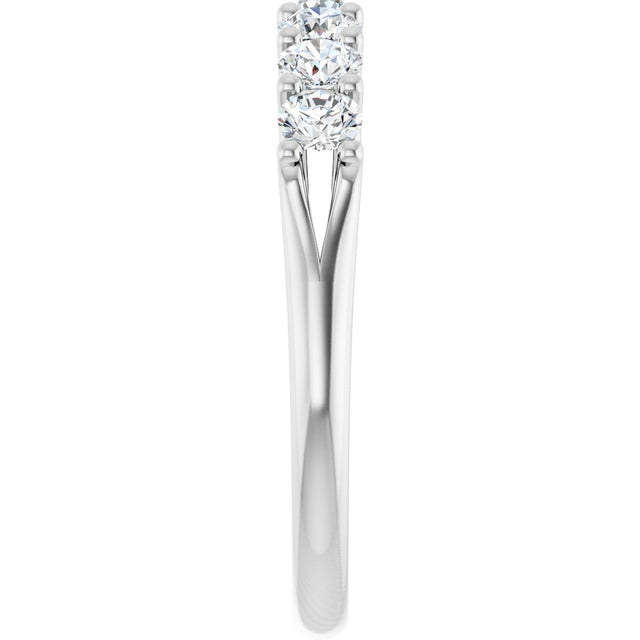 14K Gold Round Natural Diamond Share-Prong Seven-Stone Anniversary Band – 1/10–5/8 CTW - White Gold - view 4