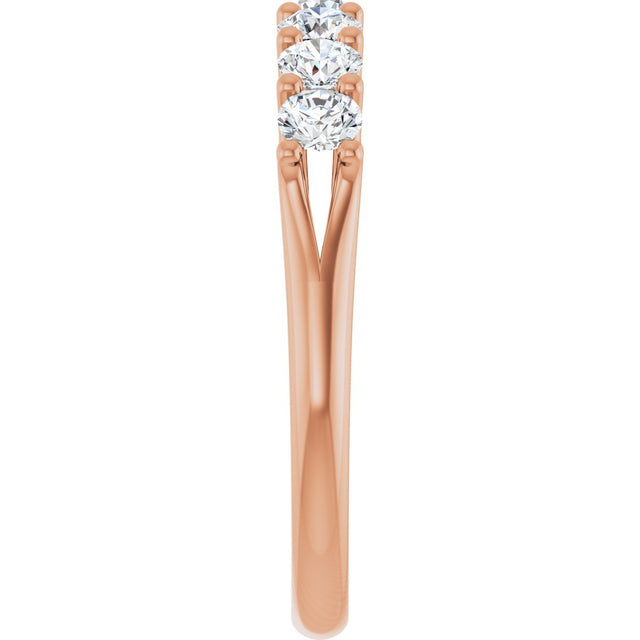 14K Gold Round Natural Diamond Share-Prong Seven-Stone Anniversary Band – 1/10–5/8 CTW - Rose Gold - view 4