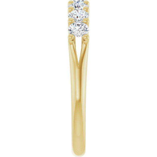 14K Gold Round Lab-Grown Diamond Share-Prong Seven-Stone Anniversary Band – 3/8–1 1/3 CTW - Yellow Gold - view 4