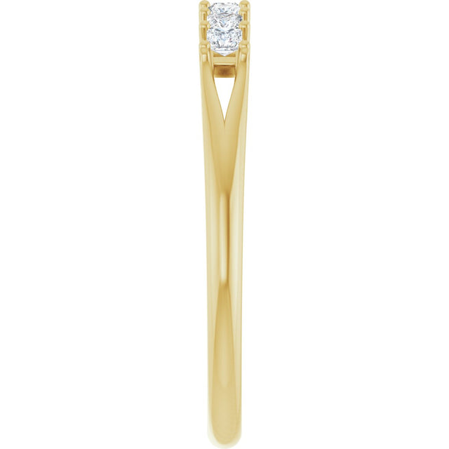 14K Gold Square Natural Diamond Share-Prong Seven-Stone Anniversary Band – 1/6–1 1/8 CTW - Yellow Gold - view 4